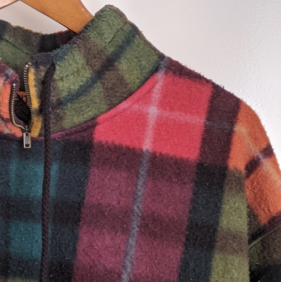 Vintage 90s Limited Multicolor Plaid Longsleeve Half-Zip Fleece Pullover - Picture 3 of 16